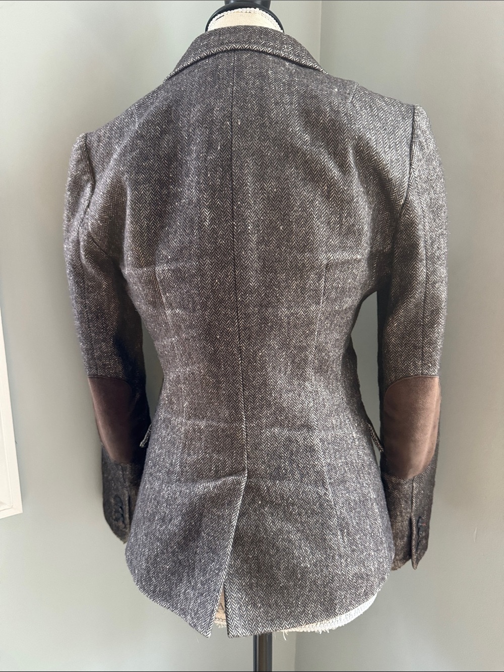 Banana Republic Travel & Safari 1980 vintage brown wool houndstooth blazer XS/S - Picture 12 of 13